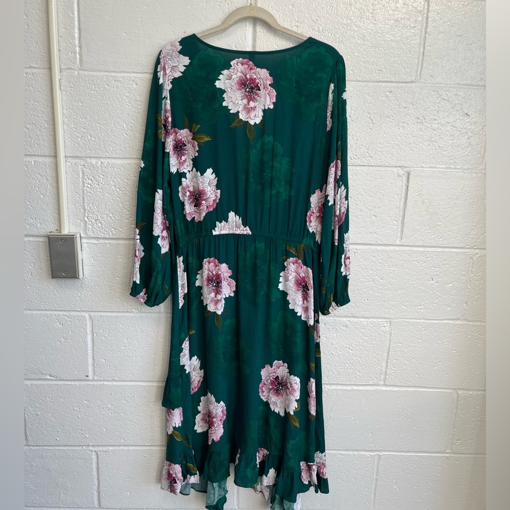 Plenty‎ x Tracey Reese Green Floral Asymmetrical Midi Sonja Dress Sz. XL - Picture 3 of 8